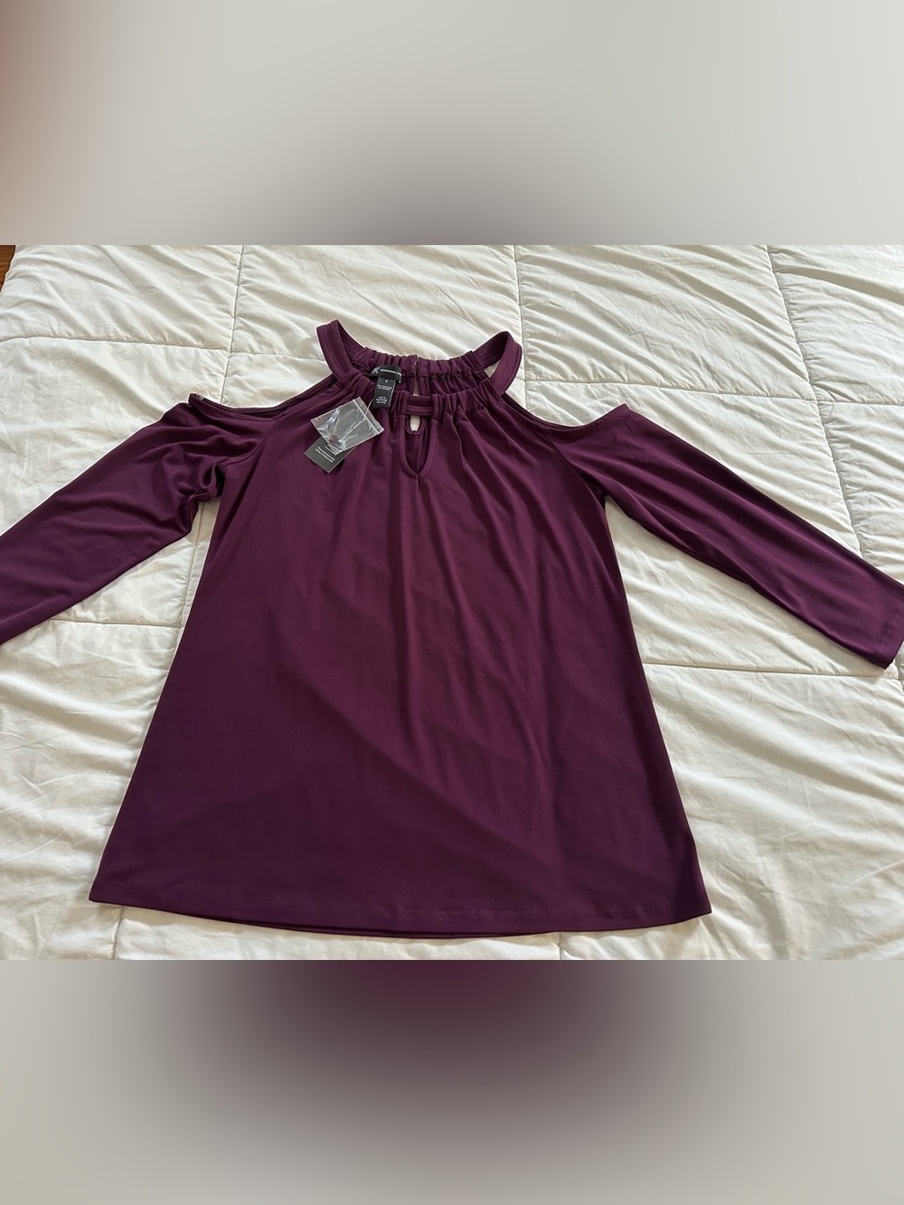 NEW INC International Concepts Small Purple Cold Shoulder Long Sleeve Top NWT